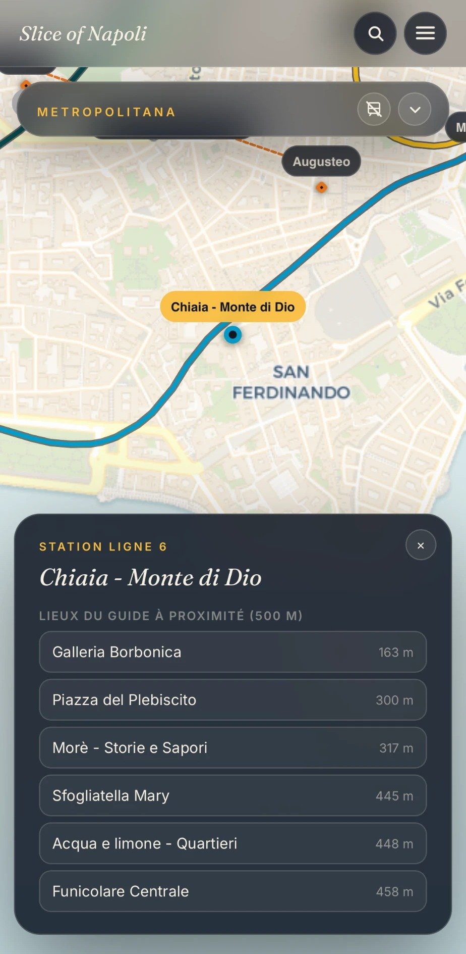 Station de métro Chiaia Monte di Dio et les lieux du guide à moins de 500 mètres